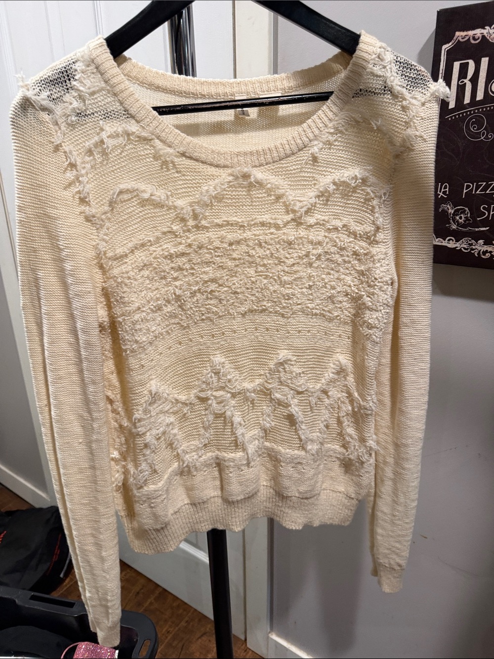 Anthropologie - Moth - Ivory Textured Crewneck Sweater